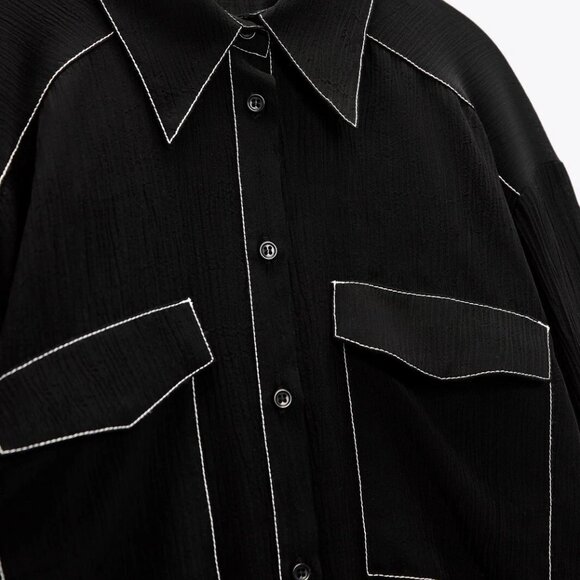 Zara Contract Stitch Blouse - L - Picture 3 of 6